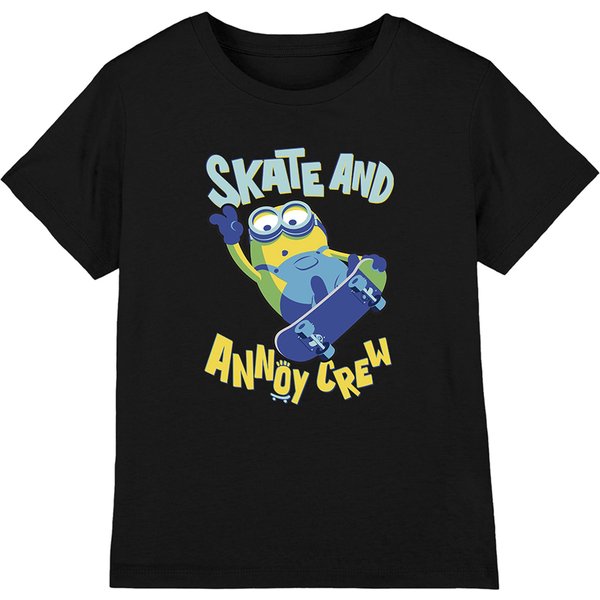 Minions Skate Crew Kids T-Shirt, Black | Size: 12-13 Years