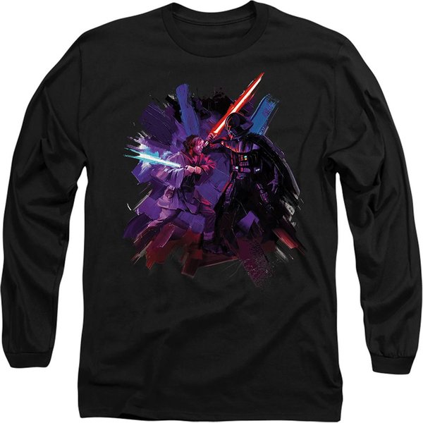 Star Wars ObiWan Kenobi Kenobi Vader Painted Long Sleeve T-Shirt, Black | Size: 2XL