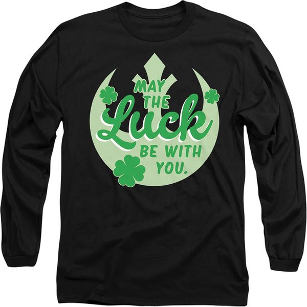 Star Wars St Patrick's Day Luck Rebel Sign Long Sleeve T-Shirt, Black | Size: 2XL