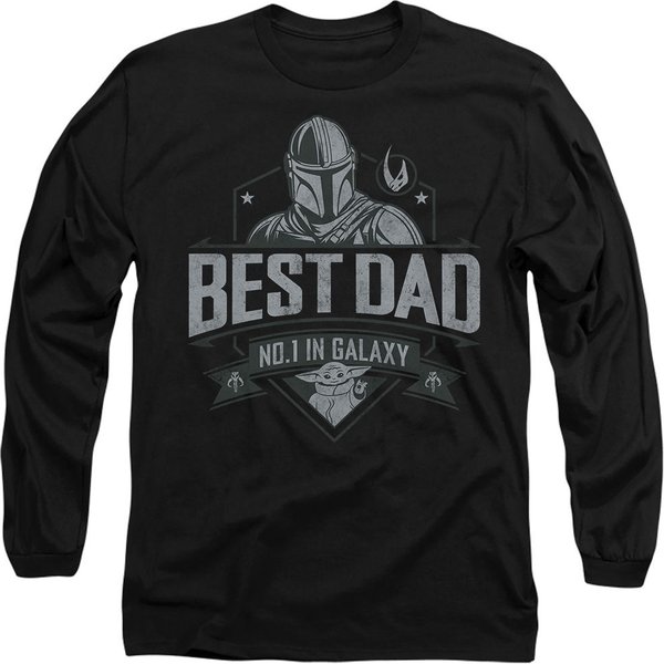 Star Wars Father's Day Mandalorian Best Dad Long Sleeve T-Shirt, Black | Size: 2XL
