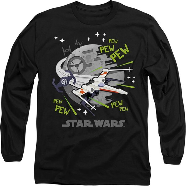 Star Wars Pew Pew XWing Long Sleeve T-Shirt, Black | Size: 2XL