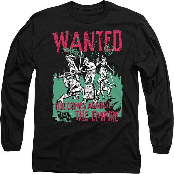 Star Wars Wanted Rebels Long Sleeve T-Shirt, Black | Size: 2XL