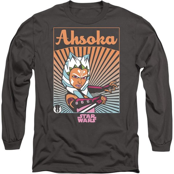 Star Wars Ahsoka Rays Long Sleeve T-Shirt, Charcoal | Size: 2XL