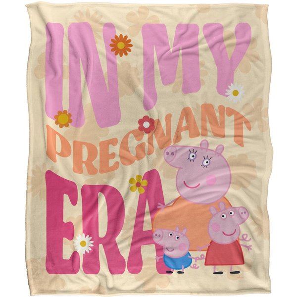 Hasbro Peppa Pig Mummy Pig Pregnant Era Silky Touch Blanket 50" x 60" in White