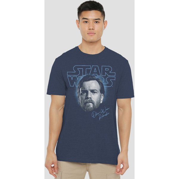 Star Wars : Episode III Revenge Of The Sith Jedi Master Obi-Wan Portrait T-Shirt, Heather Navy | Size: 2XL