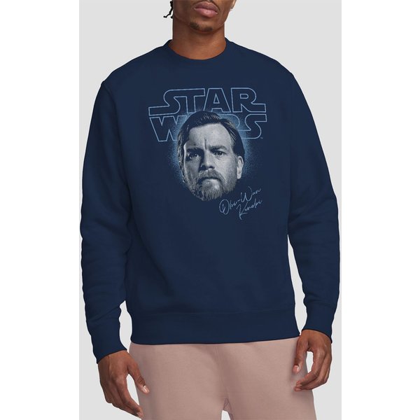 Star Wars : Episode III Revenge Of The Sith Jedi Master Obi-Wan Portrait Sweatshirt, Navy | Size: 2XL