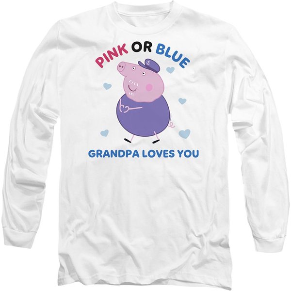 Hasbro Peppa Pig Pink Or Blue Grandpa Pig Loves You Long Sleeve T-Shirt, White | Size: 2XL