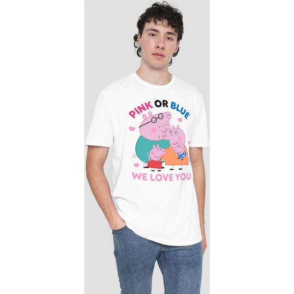 Hasbro Peppa Pig Family Pink Or Blue We Love You T-Shirt, White | Size: 2XL