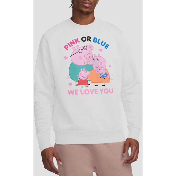 Hasbro Peppa Pig Family Pink Or Blue We Love You Sweatshirt, White | Size: 2XL