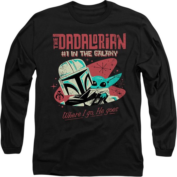 Star Wars #1 Dad Retro Dadalorian Where I Go Long Sleeve T-Shirt, Black | Size: 2XL