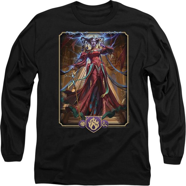 Hasbro Dungeons & Dragons - 2024 Sorcerer Key Art Long Sleeve T-Shirt in Black | Size: 2XL