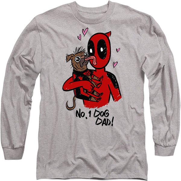 Marvel Deadpool & Wolverine Deadpool Dogpool No.1 Dog Dad T-Shirt, Heather Grey | Size: 2XL