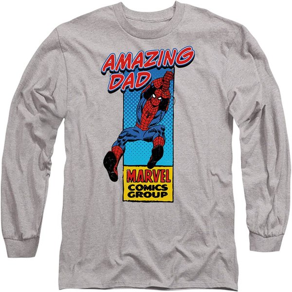 Marvel Comics Presents Corner Box Father'S Day Amazing Spider-Man Dad T-Shirt, Heather Grey | Size: 2XL