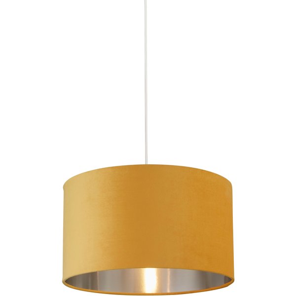 Lighting Collection Ochre Velvet Drum Shade Silver Inner D45Cm Lamp Shade in Yellow