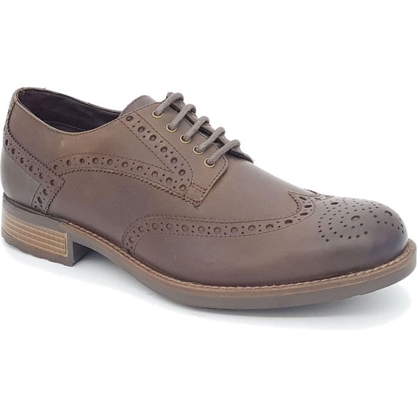 HX London Men's Wandsworth Leather Brogue Shoes in Brown | Size: 12