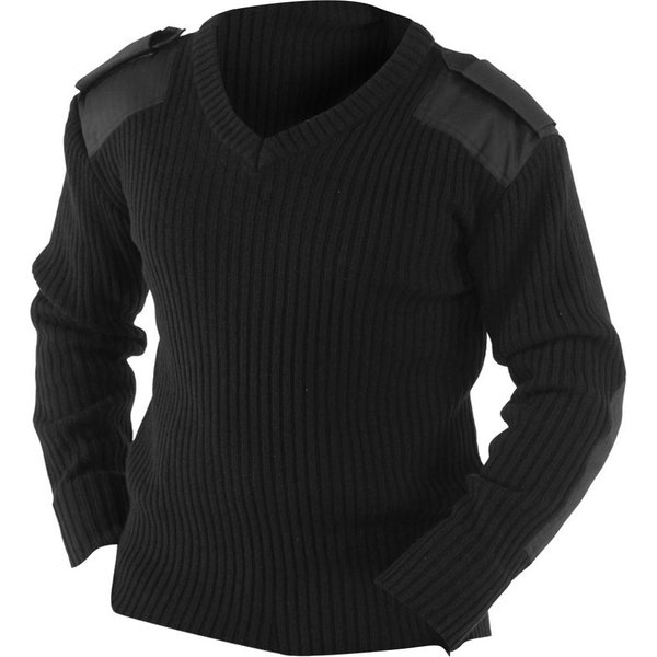 Yoko Men's V-Neck NATO Security Sweater Workwear in Black | Size: 2XL