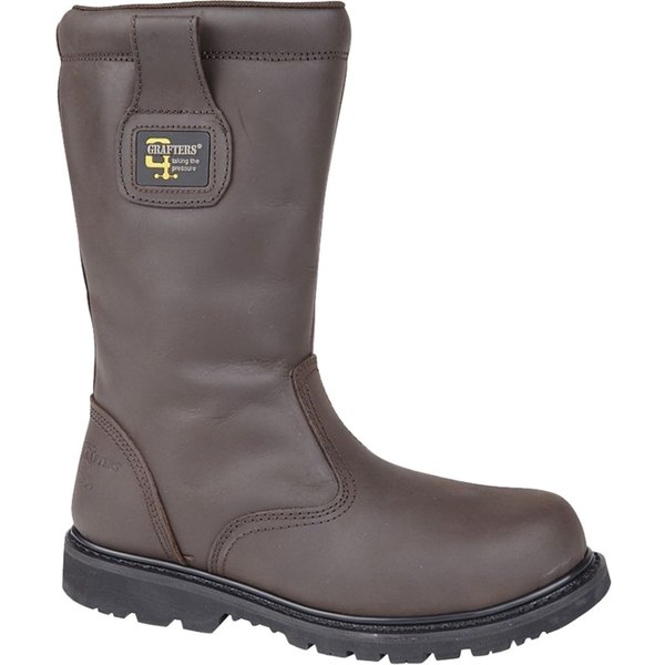 Grafters Men's Safety Toe Cap Rigger Boots in Light Brown | Size: 9