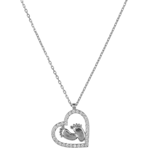 Heart Mum Pendant Necklace Silver