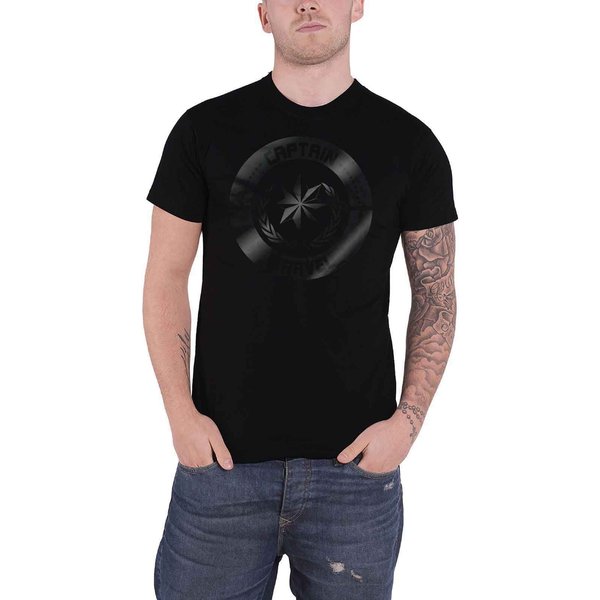 Marvel Captain Silver Crest T-Shirt in Black | Size: Large
