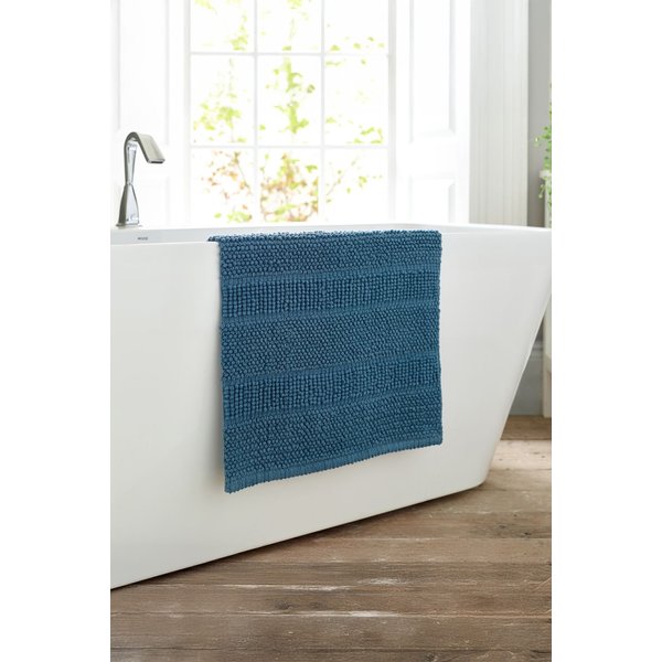 Deyongs Romeo Textured 100% Cotton Bath Mat - 1500gsm Absorbent Bathroom Rug in Mid Blue