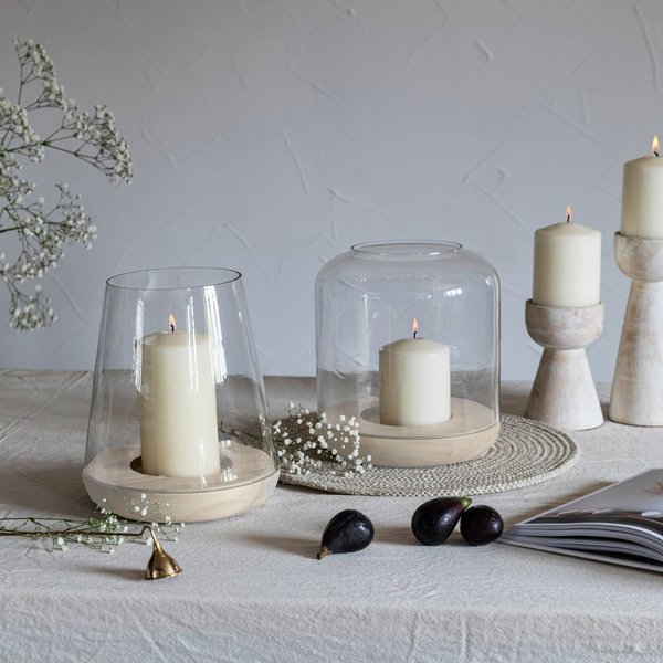 Ivyline Padstow Whitewash Rounded Lantern - H28.5cm x D21cm | Matching Candle Holders & Plates Available | Made of premium quality wood