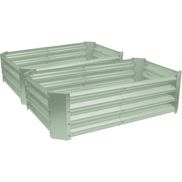 Harbour Housewares Rectangle Galvanised Steel Raised Garden Beds - 120cm x 60cm - Green - Pack of 2, Green