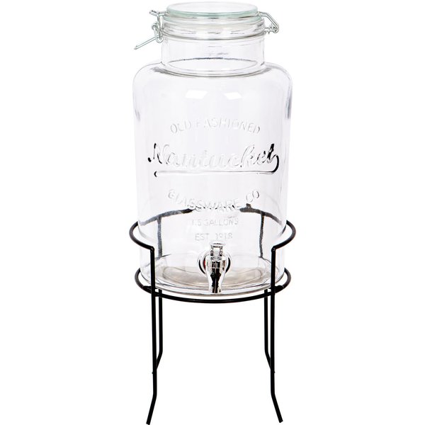 Glass Drinks Dispenser with Tap & Black Stand 6.5L