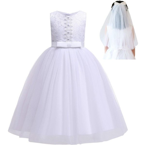 Cinda White Holy Communion Dress with Veil