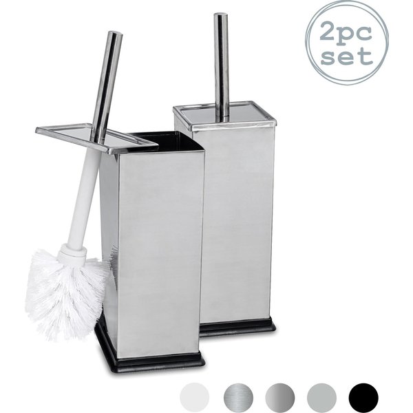 Harbour Housewares Square Toilet Brushes Pack of 2 in Metallic Silver