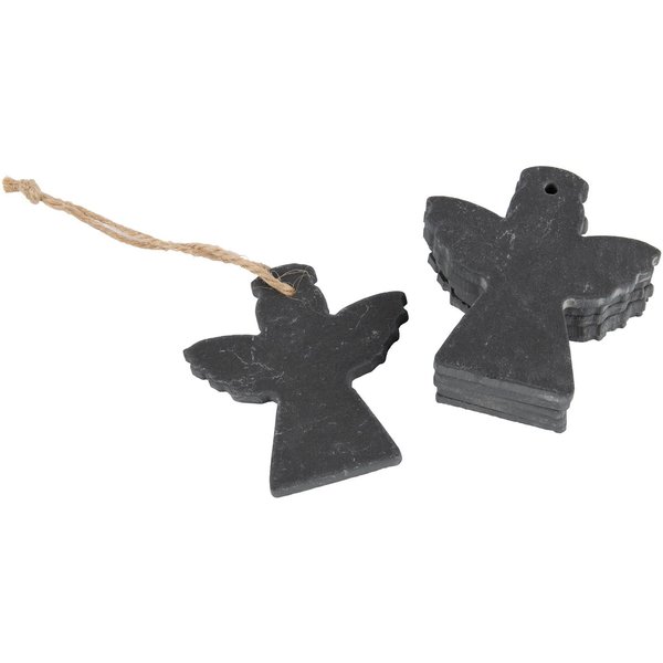 Nicola Spring Slate Christmas Tree Decorations - 7 X 7Cm - Angel - Pack Of 6, Grey
