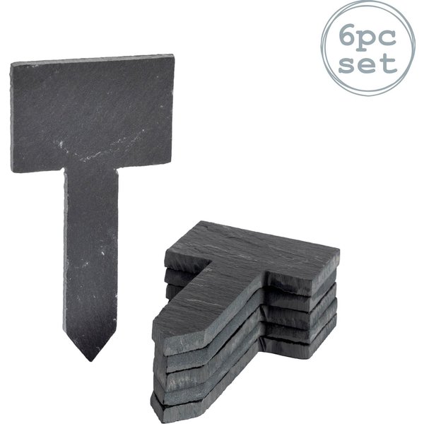Nicola Spring Slate Plant Markers - 6 x 12cm - Natural - Pack of 6 in Grey | Size: 6 x 12 cm
