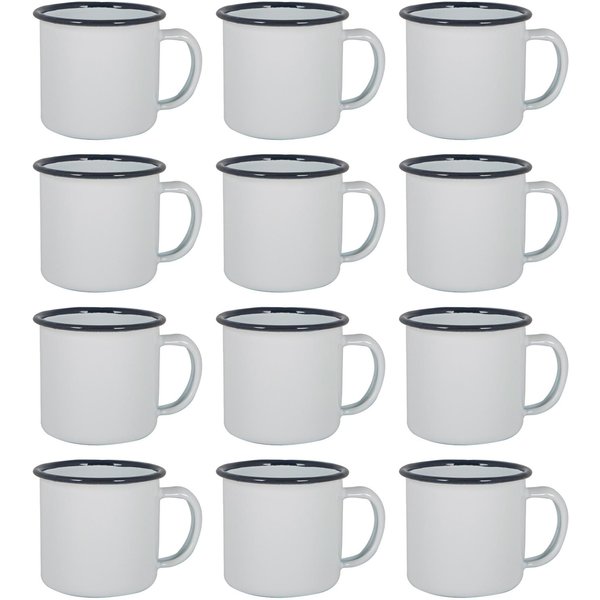 Argon Tableware White Enamel Espresso Cups 130ml Pack of 12 in Navy