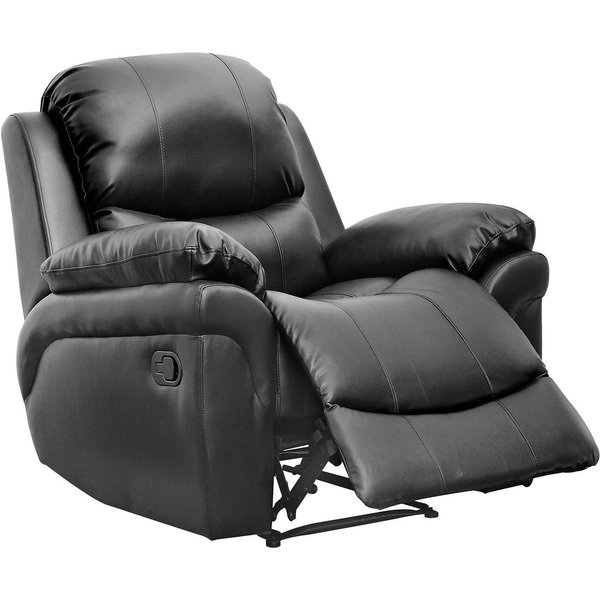 Madison Real Leather Recliner Armchair - Black, Black
