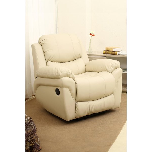 Madison Automatic Leather Recliner Chair - Cream, Cream