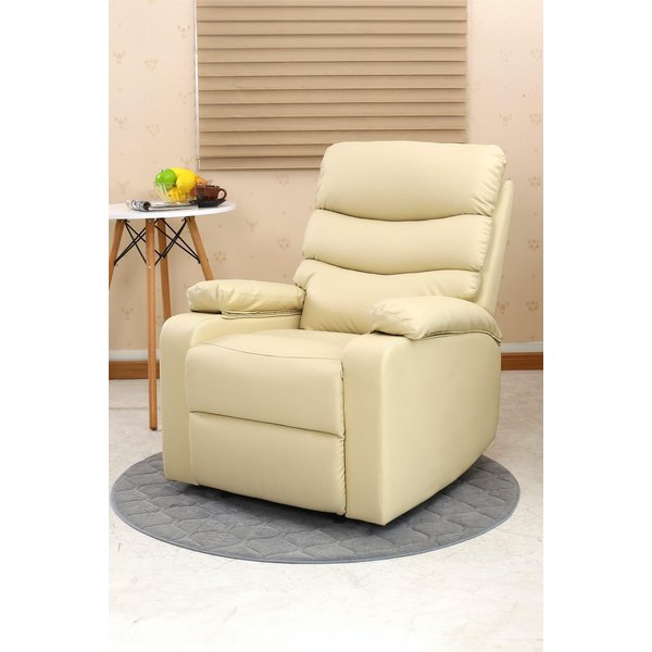 Ashby Bonded Leather Recliner Chair - Cream, Cream