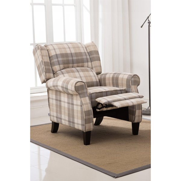Eaton Tartan Recliner Chair - Beige
