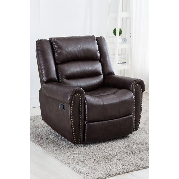 Denver Leather Recliner Chair Armchair - Brown, Brown
