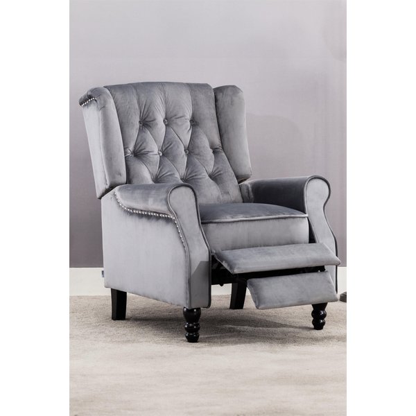 Althorpe Velvet Recliner - Grey