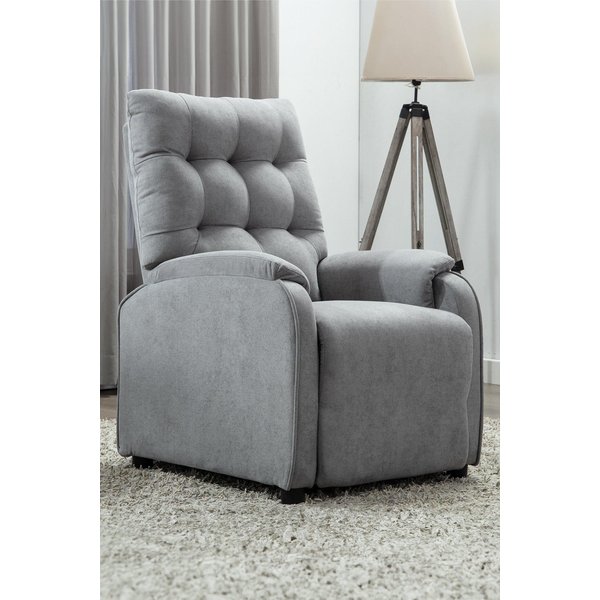 Charlbury Pushback Fabric Recliner Chair - Dove Grey, Grey