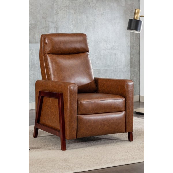 Riley Pushback Air Leather Recliner Chair - Tan, Brown
