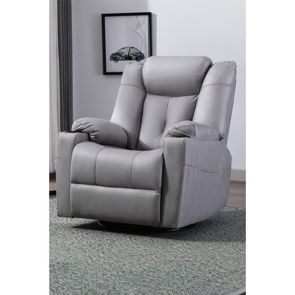 Afton Swivel Rock Fabric Recliner Chair - Grey, Grey