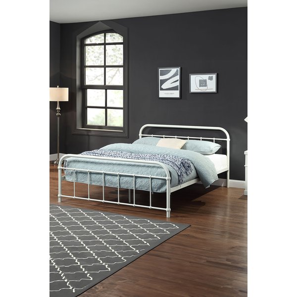 Slumberworx Tewin Vintage Double Bed Frame Hospital Style White Metal, White