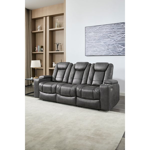 More4homes Ashton Electric Recliner 3 Seater Sofa Technology Fabric With Built-in Plugs & USB-C Charging Grey, Grey