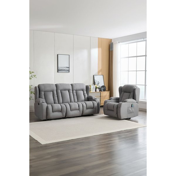 More4Homes Caesar 1+3 Seater Manual Recliner Sofa Set Grey, Grey