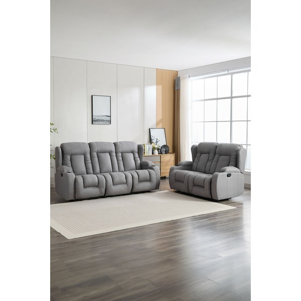 More4Homes Caesar 2+3 Seater Manual Recliner Sofa Set Grey, Grey
