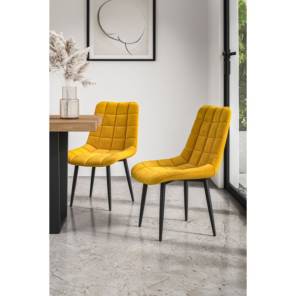 More4Homes Set Of 6 Nova Modern Velvet Dining Chair Padded Seat Metal Legs Kitchen (mustard), Yellow