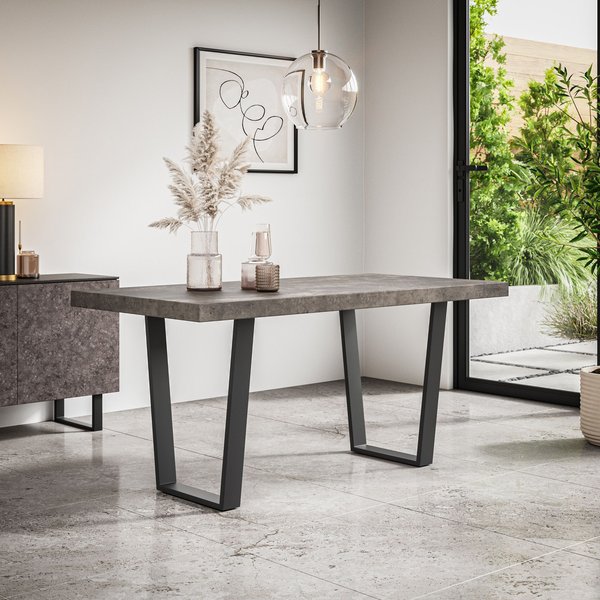 More4Homes Aria Grey Table Top W Black Legs, Grey