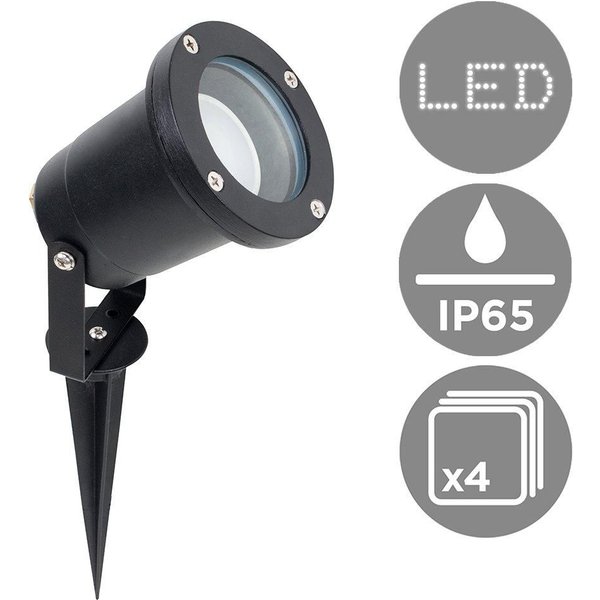 ValueLights Derwent 4 Pack Black Outdoor Light (Multi-Installation)
