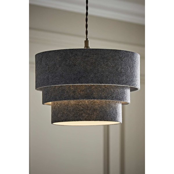 ValueLights Aztec Felt Three Tier Easy Fit Ceiling Pendant Lamp Shade with Bulb in Grey