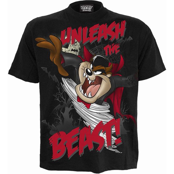 Spiral Taz Unleash The Beast Front Print T-Shirt Black | Size: Small